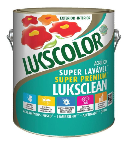 Tinta Acrílico Lukscolor Fosco Branco 3,6l Cor Branco