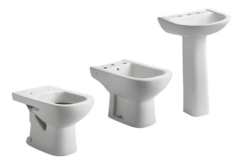 Baño Ferrum Bari Inodoro Corto Bidet 3ag + Lavatorio Blanco*