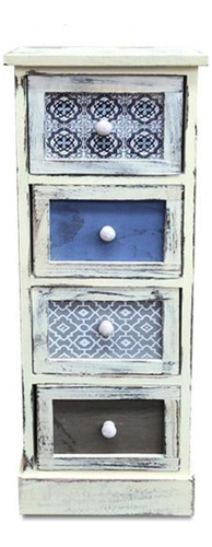 Mueble Vintage Con 4 Cajones En Tonos Azules - S0139