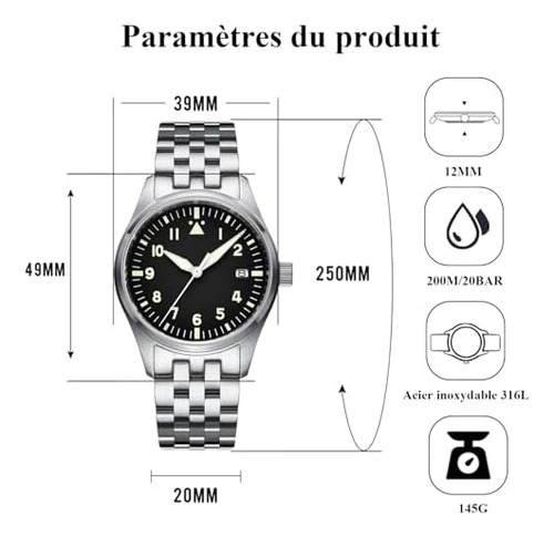Addiesdive Reloj Automático Para Hombre Reloj De Pulsera Pul