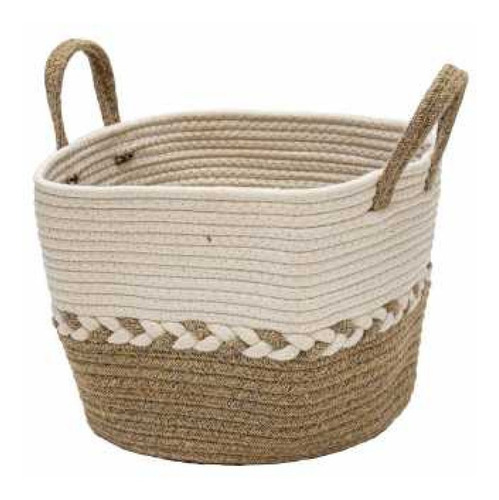 Imagen 1 de 1 de Canasto 33x24x29cm Borde Beige Trenzado Bicolor Bighouse