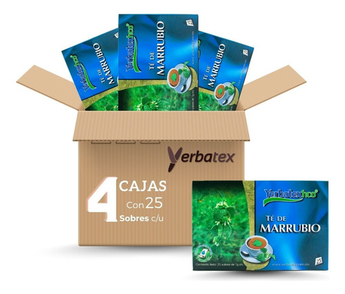 Pack 4 Té De Marrubio Con 25 Sobres Cada Uno Yerbatex