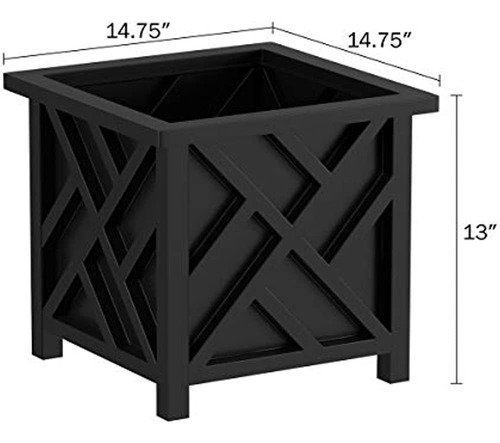 Jardinera Cuadrada - Contenedor De Celosía Negra Para Flores