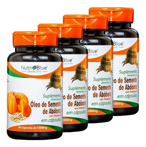 Óleo De Semente De Abóbora 1000mg 60 Cáps Nutriblue Kit X4