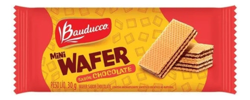 Biscoito Mini Wafer Chocolate Bauducco Kit 24 Unidades 30g