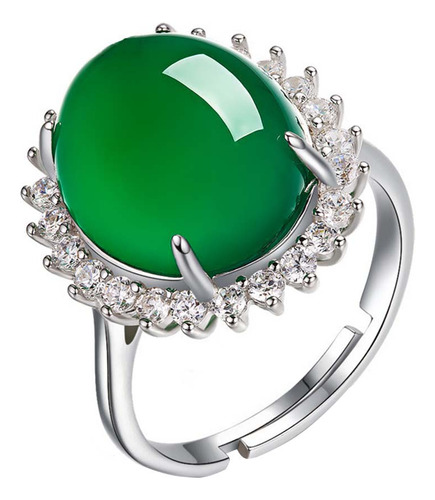 Joyas De Ágata Verde Con Forma De Anillo De Dedo Abierto Par