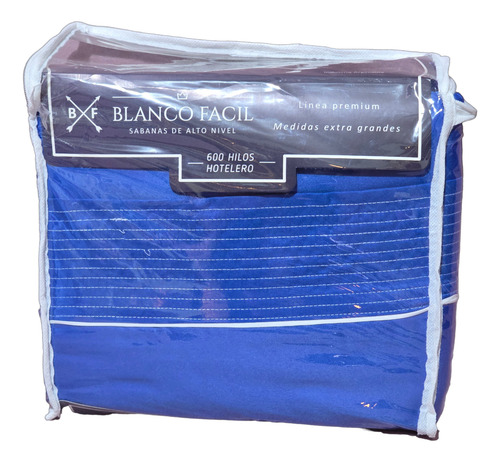 Juego De Sábanas King Size Hotelera Multiagujas 600 Hilos Azul Liso