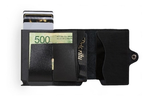 Billetera Walla Vintage black cuero