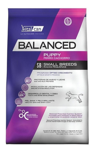 Alimento Vitalcan Balanced Dog Para Perro Cachorro De Raza Pequeña Sabor Mix En Bolsa De 3 kg