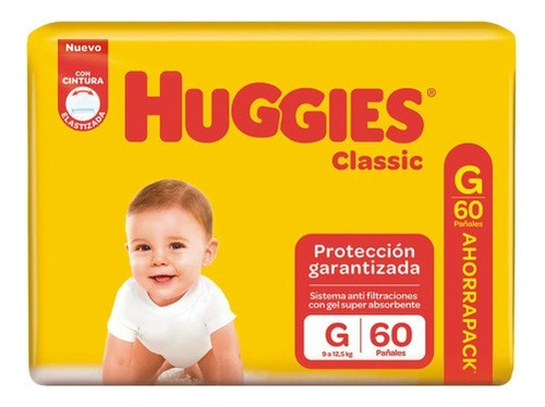 3 Pañales Huggies Classic Triple Protección Pack Mensual