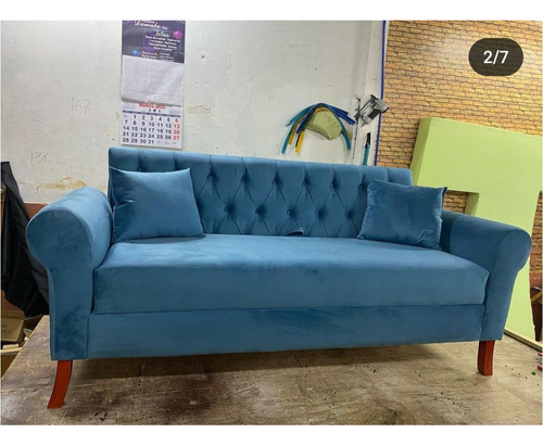 Sofa Baul Con 2 Puff Más Cojines