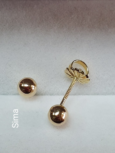 Aros Oro 18k Bolita Atornillados Nº2 Bebé