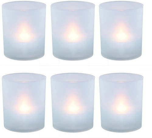 Lumabase 6 conde Sin Llama Velas En Escarchado Soportes, Bl