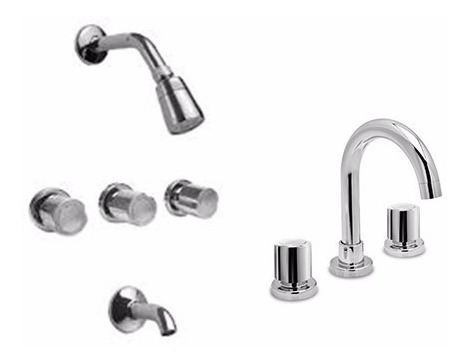 Combo Baño Vanitory 40cm Lav Bidet Ducha Espejo Set 5 Pza