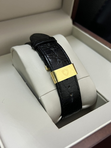 Reloj Nivada Súper Slim Zafiro Caballero 100% Original Suizo Negro Dorado Blanco (Usado)