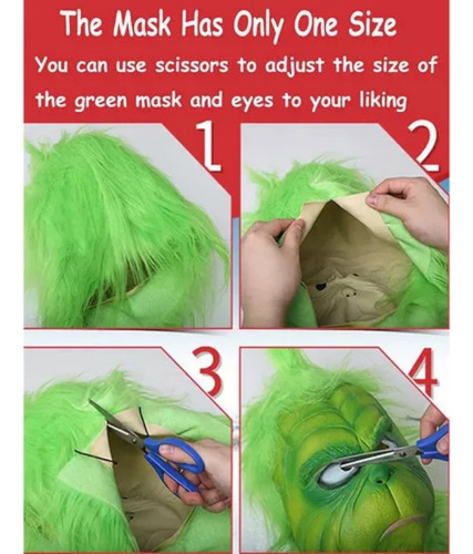 2024 Navidad Cosplay Grinch Máscara Guantes 2 Pcs
