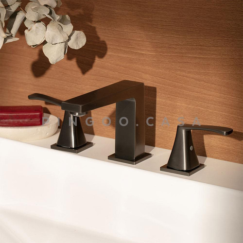 Torneira Misturador Duplo Comando Inox 304 Japurá Cinza