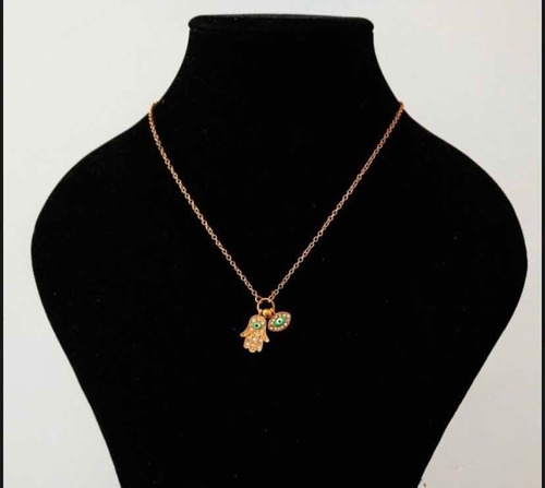 Collar Triple Dije Mano De Fatima Ojo Turco Y Turquesa