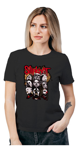 Polera Mujer Slipknot Masks Musica Algodón Orgánico Wiwi