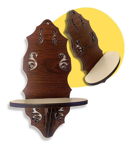 Altar de pared para imágenes de oratorio para santos de hasta 22 cm, color tabaco