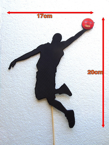 Adorno P. Torta Básquet Michael Jordan + Bengala + Vela + To Negro