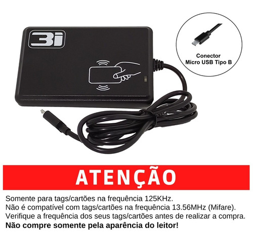 Leitor Rfid 125khz Com Interface Micro Usb Smartphone