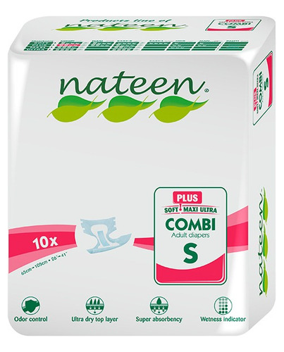 Pañal Adulto Talla S Nateen Combi Plus 20 Unidades