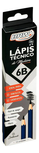 Lapis Preto Tecnico Madeira 6b Preto Esc/extra Mac