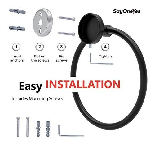 Soporte Toalla Negro Mate - Acero Inoxidable Sus304 De