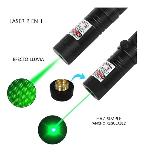Imagen 7 de 10 de Puntero Laser Potente Verde Bateria Cargador Foco Ajustable