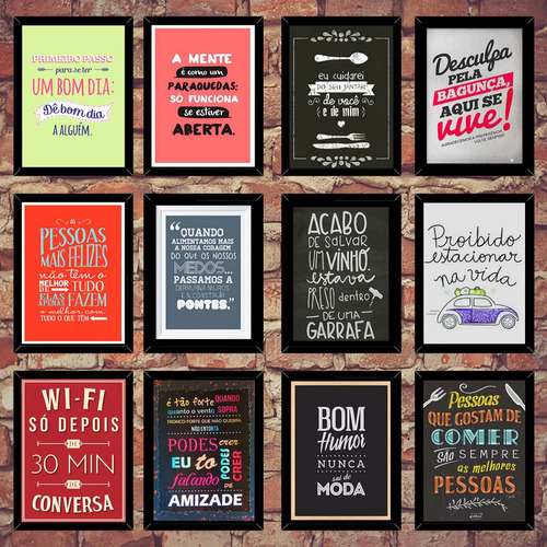 6 Placas Decorativas Retro Vintage Grande Com Moldura 34x44 