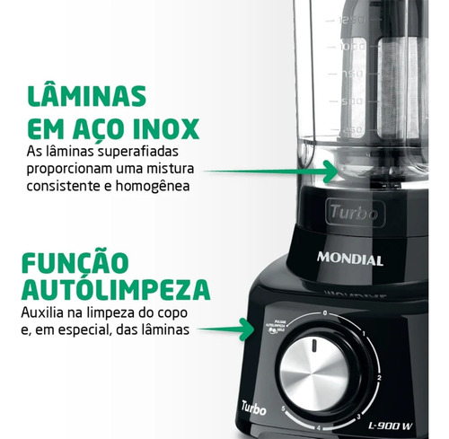 Liquidificador Mondial Turbo L900 5 Vel Filtro 900w Vermelho Preto