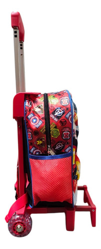 Mochila Infantil Kinder Con Carro Marvel Avengers 3d Ruz Azul Impresión