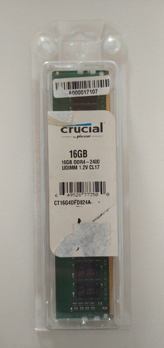 Imagen 3 de 4 de Memoria Ram Para Pc 16 Gb Ddr4 - 2400. Crucial