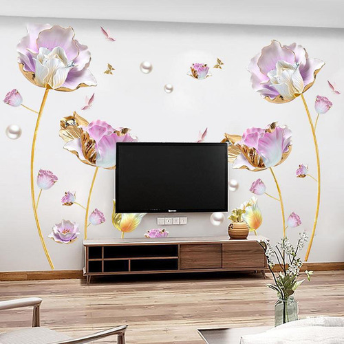 2 Uds Pegatinas De Pared Calcomanías Florales Diy