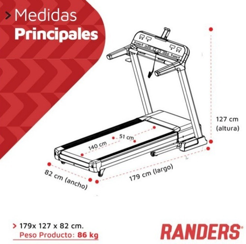 Imagen 8 de 10 de Cinta Caminadora Randers Arg-783 Mundo Gym