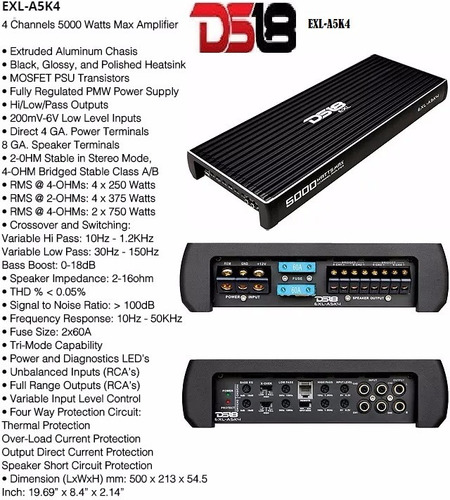 Amplificador Ds18 Serie Exl Modelo Exla5k4 De 5000 Watts