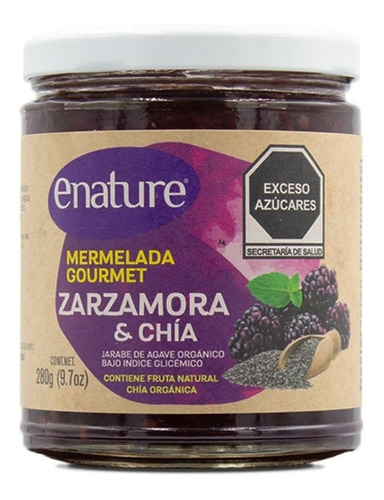 Imagen 1 de 2 de Mermelada Con Chía Sabor Zarzamora Enature 280 G