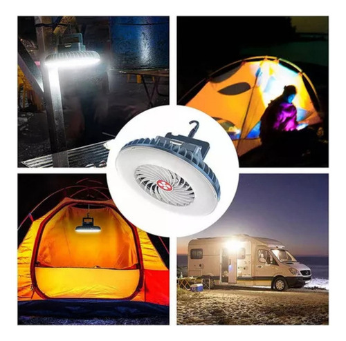 Ventilador Recargable Carpa Viaje Linterna Led Portátil