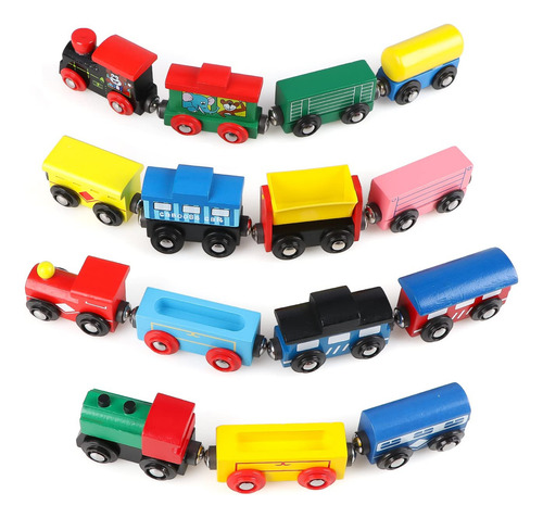 Set De Trenes De Madera Joqutoys 31 Pcs Con Vagones Y