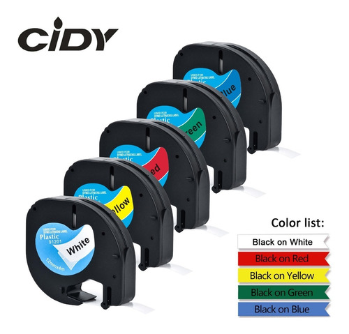 5 Color Dymo Letratag 91201 91331 Cinta De Etiqueta De Papel