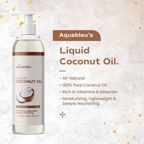 Aceite De Coco Fraccionado Puro 12 Onzas Hidratante Natural