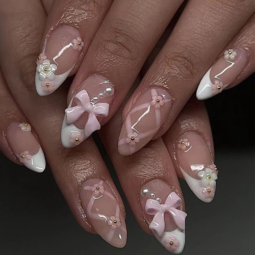24/30 Unidades De Unhas Postiças Green Ripple Nail Tips