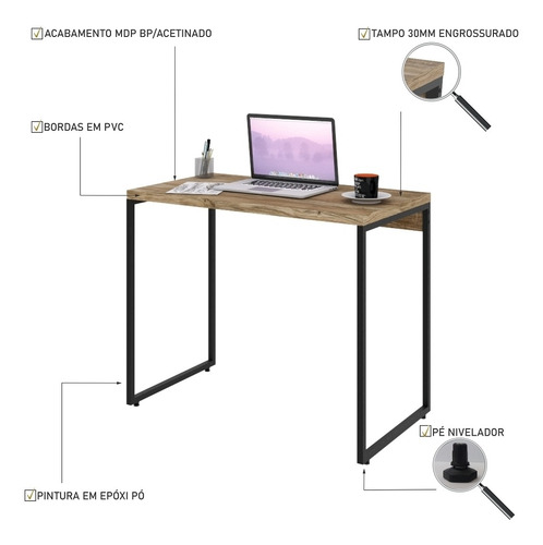 Imagem 2 de 5 de Mesa Para Escritório Office 0,90m Dynamica