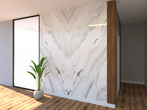 Conjunto De Revestimento Marmorizado 2,40x2,80m (2 Placas) Marmorizado White Crystal