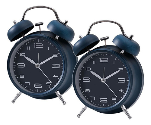 2pcs Reloj Despertador Mecánico De Doble Campana Luz