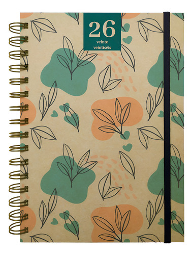 Agenda Diaria 2026 Ecológica A5 190 Hojas Tapa Dura + Sobre Portada Beige Semana1