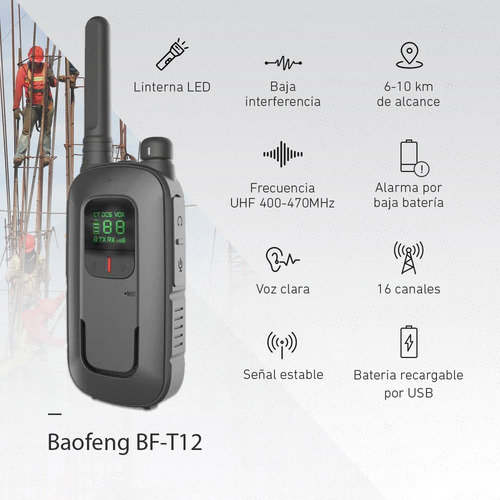 Imagen 6 de 10 de Kit 2 Handy Baofeng Radio Walkie Talkie Bft12 16ch Uhf Lcd