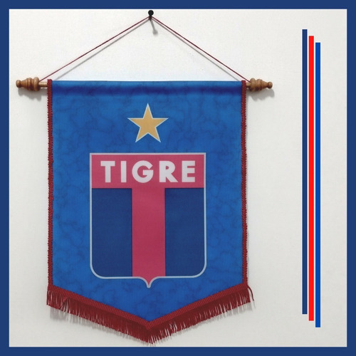 Banderín Tigre 28x38 Cm Tela Y Madera