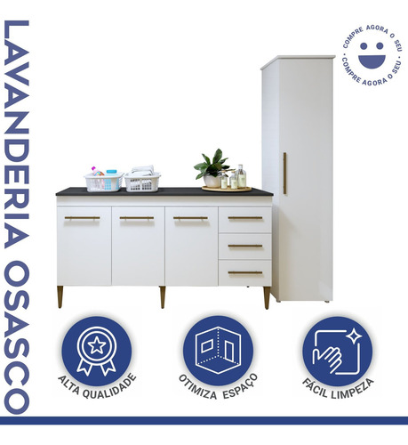 Lavanderia Modulada 1 Armário Multiuso E Balcão Osasco